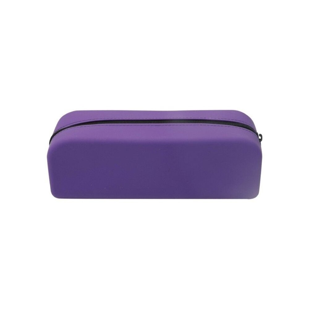 Purple Silicone Pencil Case With Zipper Closure For Stationery Storage